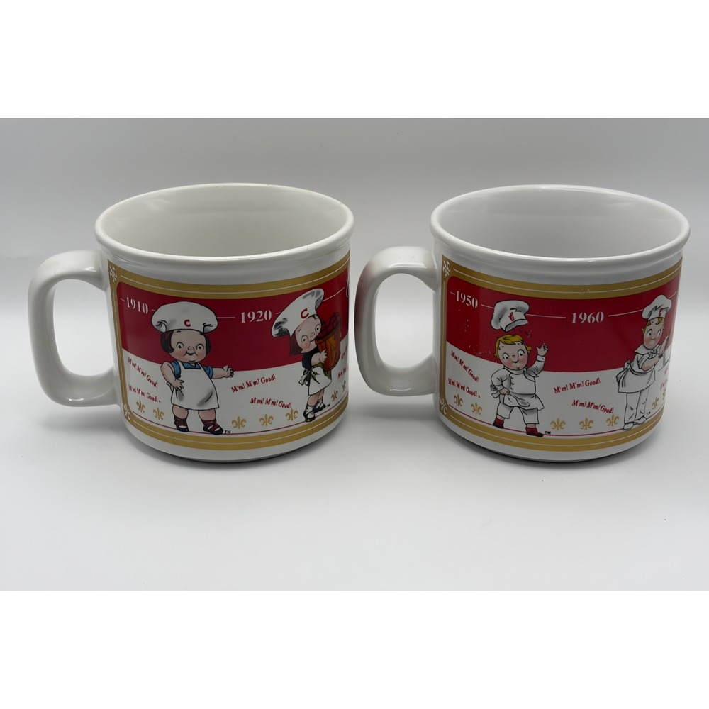 Vintage 2001 Campbells Soup Mugs Set of 2 Houston Harvest Kids Timeline Ceramic